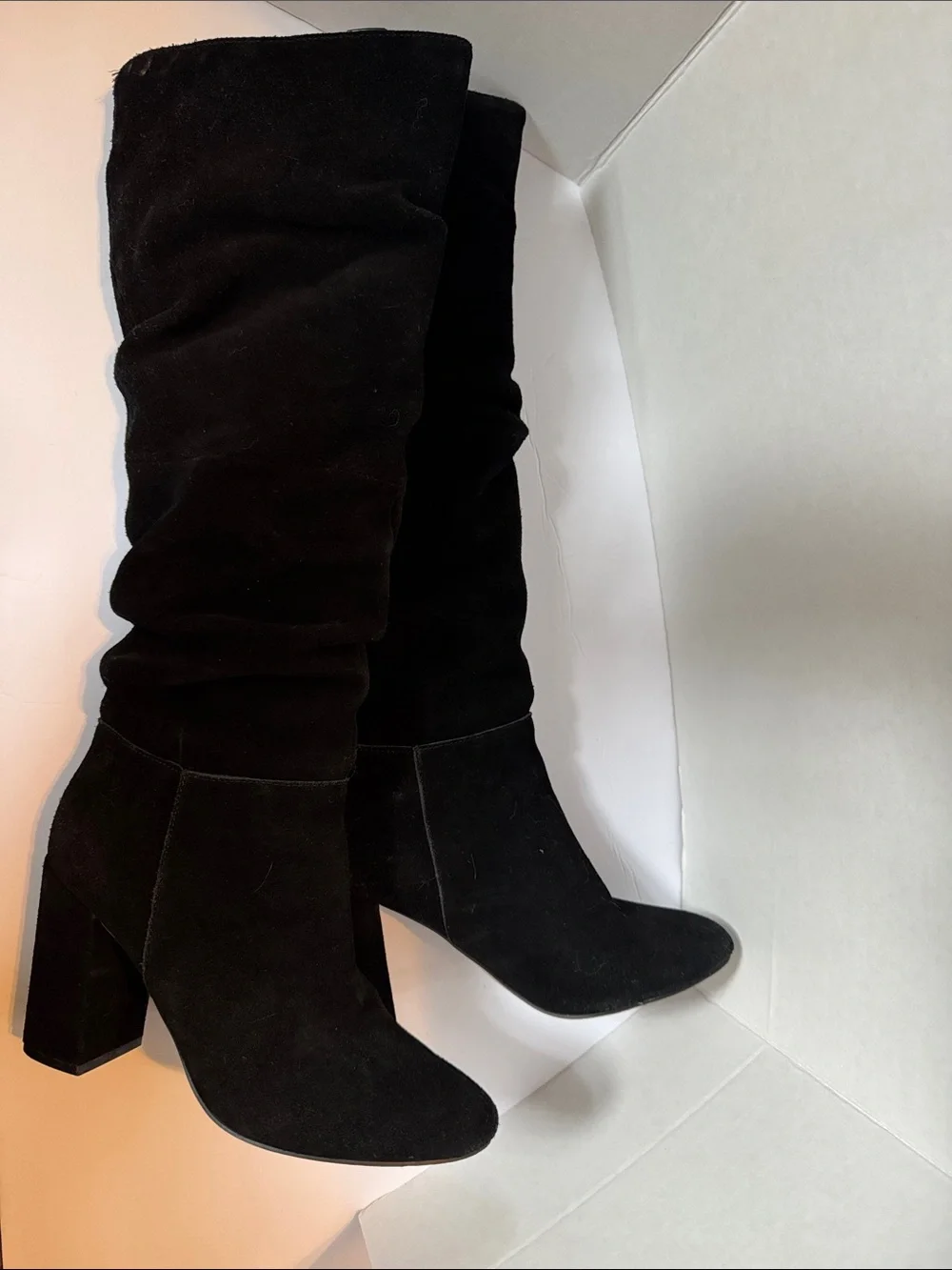 Steve Madden Black Knee high Suede Block Heel Boots